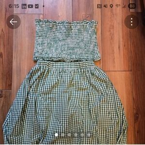 English Factory Gingham Skirt in Green